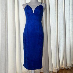 Lulu's Faux Suede Royal Blue Dress, Size M. Never worn!